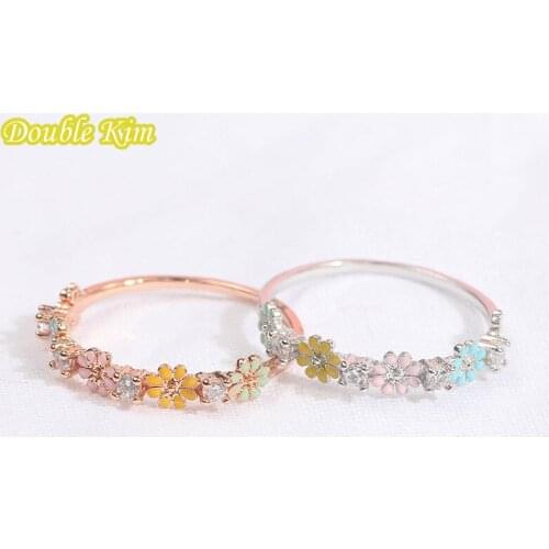 Four Daisies Flowers Ring Micro-inlaid Zircon Copper Alloy Silver Plated Inlaid Rings Fashion Trendy Women Jewelry Gift