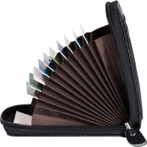 Short Zipper Transparent Window Organ Wallet Leather Credit Card Clip For Men And Women Business Card Holder