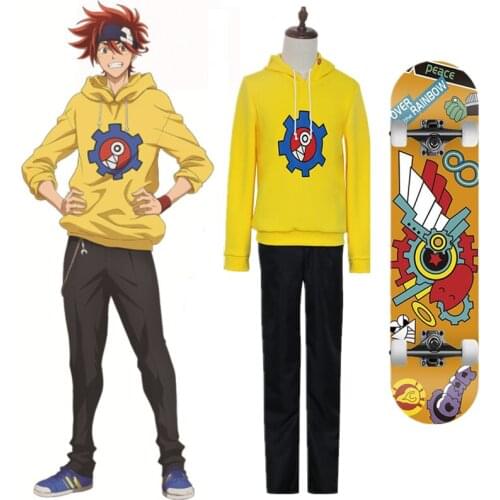 Anime SK8 The Infinity Reki Cosplay Costume SK Sweater Wig Headwear Badge Gloves Outfits Anime Carnival Suit Uniform Accessories