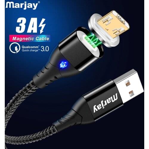 Marjay Magnetic USB Cable 3A Fast Charging Micro USB Cable For Samsung S7 Xiaomi Redmi Note 5 Huawei HTC Microusb Android Cord