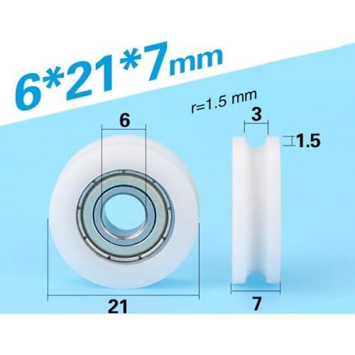 Micro pulley 21MM od, u-Groove bearing pulley bore 6mm 21mm*6mm*7mm