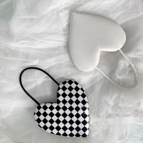 Fashion Womens Mini Shoulder Bag Retro Ladies Checkerboard Plaid Bags Female Heart-shaped Small Purse Handbags Messenger Bag