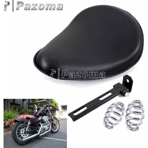 Motorbike Driver Solo Seat Pad Spring Seat Cushion w/Bracket Mount Kit for Harley Sportster XL 883 1200 Custom Bobber Chopper
