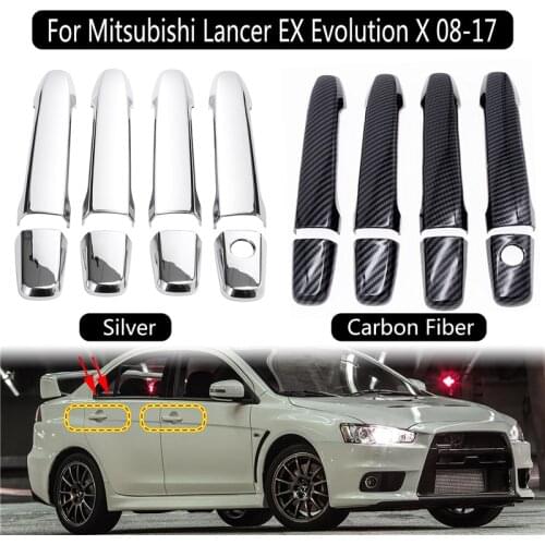 8 Pcs High Quality ABS Carbon Fiber Door Handle Cover Trim Car Decoration Accessories For Mitsubishi Lancer EX Evolution X 08-17