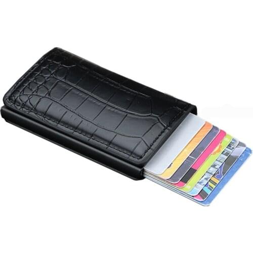 New Crocodile Pattern RFID Anti-degaussing Bank Card Holder for Men with Multiple Card Slots Aluminum Alloy Card Package Wallets
