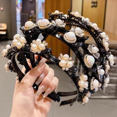 New Pearl Hair Bands Girls Headband Braided Hair Clip Headband Hair Hoop Cute Hairpin Hair Accessories For Girls Ornaments