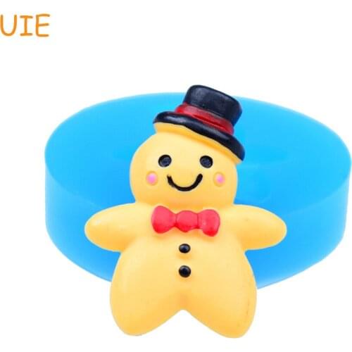 QYL106U 28.1mm Christmas Gingerbread Man with Hat Silicone Mold - for Sugarcraft, Fondant, Cookie Biscuit, Chocolate, Resin Mold