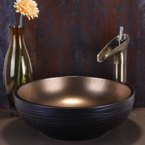 China Vintage Style Ceramic Art Basin Sink Counter Top Bathroom Sink ceramic hand wash basin cabinet bathroom sinks black