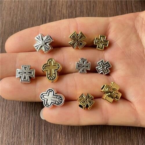 20pcs 5 styles Jesus perforated cross spacers diy handmade necklace bracelet spacer beads accessories for jewelry making