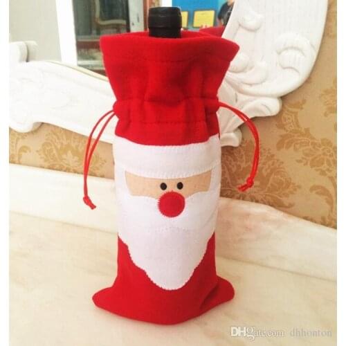 Christmas stockings 32*13cm Santa Claus Red Wine Bottle Cover Bags Christmas Table bottle bag Party Supplies