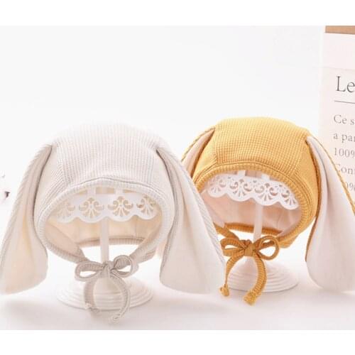 Long Rabbit Ears Baby Beanie Spring Warm Toddler Kids Earflap Cap Solid Color Cute Boys Girls Hat