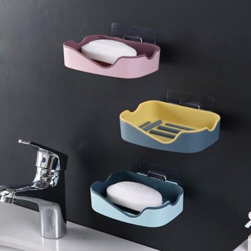 Soap Rack No Drilling Wall Mounted Double Layer Soap Holder Soap Sponge Dish Bathroom Accessories Soap Dishes Self Adhesive