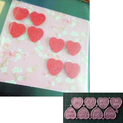 Valentines Hearts Words Metal Cutting Dies for Scrapbooking Stencil Album Paper DIY Card Decoration Embossing New Dies Cut 2021