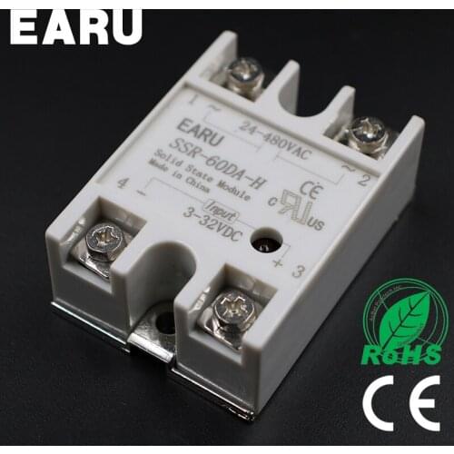 Solid State Relay SSR-60DA-H 60A SSR 60DA-H 3-32V DC TO 90-480V AC solid state Resistance Regulator
