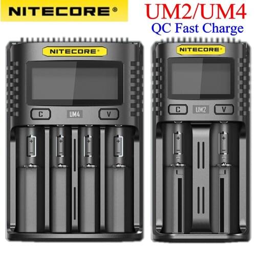 UM4 UM2 C4 VC4 LCD NITECORE Smart Battery Charger for Li-ion/IMR/INR/ICR/LiFePO4 18650 14500 26650 AA 3.7 1.2V 1.5V Batteries D4