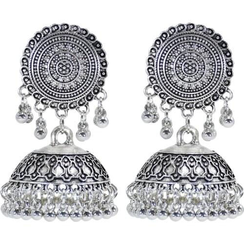 Afghan Vintage Alloy Drop Earrings for Women Bohemian Big Oxidized Bells Tassel Hanging Earring Indian Turkish Party Jewelry