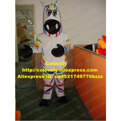 Vivid White Zebra Horse Mascot Costume Mascotte ZEBRAKDDI Pinto With Big Black Nose White Belly Adult Size No.914 Free Ship