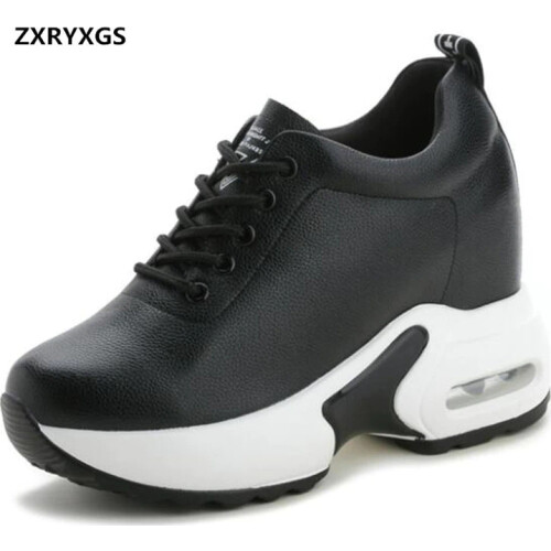 2021 New Autumn Winter Warm Snow Shoes Casual Shoes Air Cushion Shoes Women Sneaker Increase Within High Heels Cow Leather Shoes