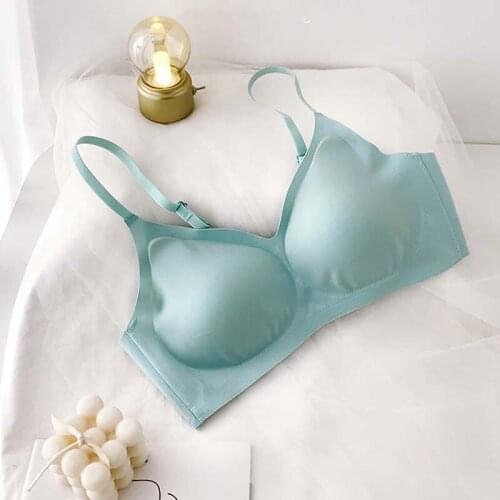 Roseheart Women Fashion Pink Green Seamless Bralette Wireless Seamless One-Piece Bras Padded Cotton Cup A B Student Maiden Bras