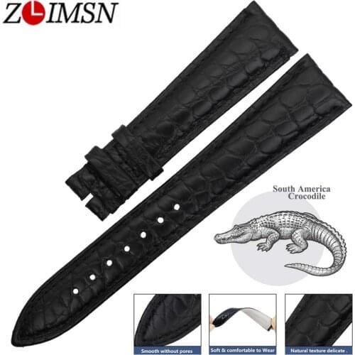 ZLIMSN Original Quality Genuine Crocodile Leather Watchband14-24mmStrap Bands Bracelets Watchbands For OMEGA Longines