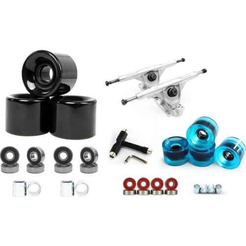 1 Set 60mm Skateboard Wheels + ABEC-9 Bearing Steel and Spacers & 1 Set 7Inch Longboard Truck Wheels Set