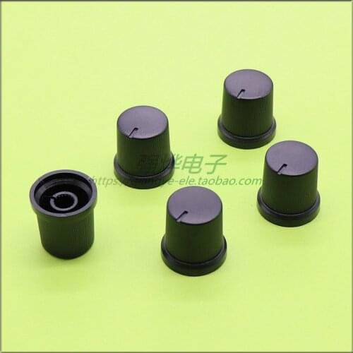 10 pieces 20*20MM black plastic volume knob spline inner hole 6MM power amplifier audio knob potentiometer knob