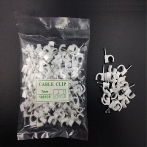 100pcs 7mm Diameter Plastic Circle Cable Nail Clips
