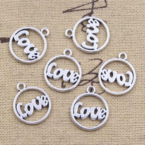 15pcs Charms Plates Love 19x16mm Antique Silver Color Pendants Making DIY Handmade Tibetan Finding Jewelry