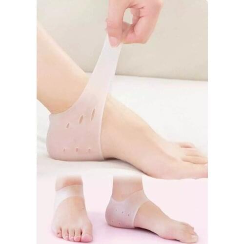 2pieces=1pair Soft Silicone Heel Pad With Hole Massage Plantar Fasciitis Pedicure For The Feet Moisturizing Care Orthopedic Good