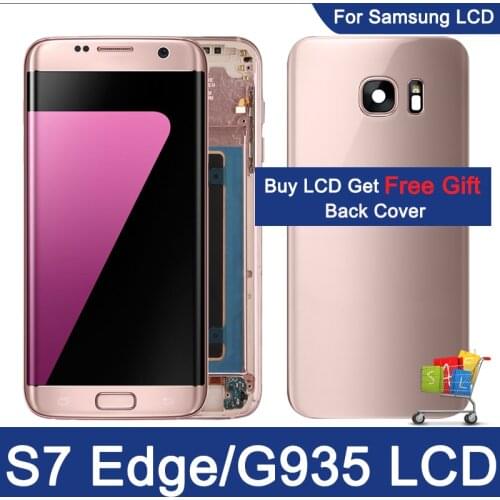 5.5'' Original SUPER AMOLED LCD For Samsung Galaxy S7 Edge G935 G935F SM-G935FD Display Touch Screen Replacement With Frame