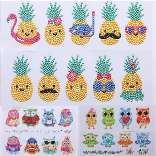 5D Diamond Painting Stickers Kits for Kids DIY Art Craft Cartoon Fruit Diamond Art Mosaic Stickers by Number Kits for Children
