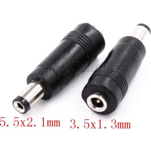 DC Power Adapter Connector Plug DC Conversion Head Jack Male Plug 5.5*2.1mm Turn To Female 3.5*1.35mm