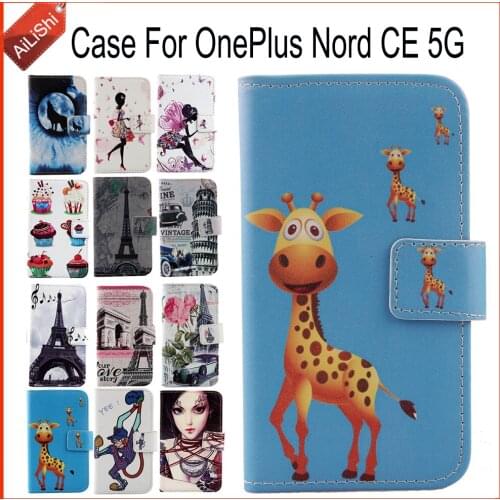 AiLiShi Case For OnePlus Nord CE 5G Luxury Flip PU Painted Leather Case OnePlus Exclusive 100% Special Phone Cover Skin+Tracking