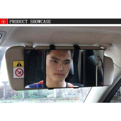 Car Makeup Mirror 3 Section Folding Cosmetic Mirror Auto Sun-shading Car Visor Mirror Adjustable Auto Cosmetic Mirror