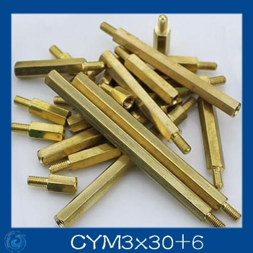 Free shipping M3*30+6mm Column M3 Single head angle of six pillars/Brass screw/Six angle separation column/M3-Series Screw cap