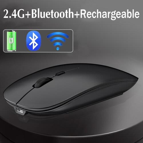 Wireless Bluetooth Mouse 2.4Ghz USB Mouse Silent Computer Game Mause Rechargeable Ergonomic Mouse for Laptop PC