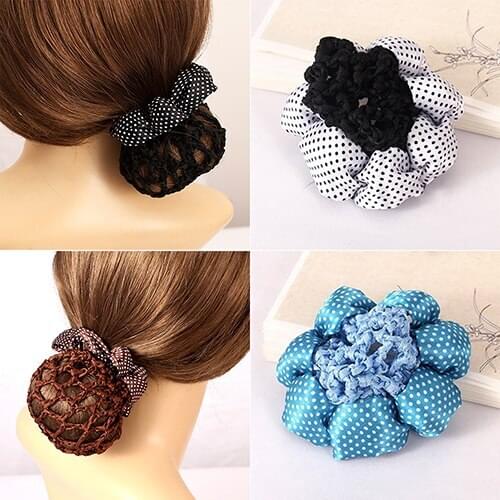 Girl Women Dot Shiny Bun Cover Snood Hair Net Nets Ballet Crochet Hair Band