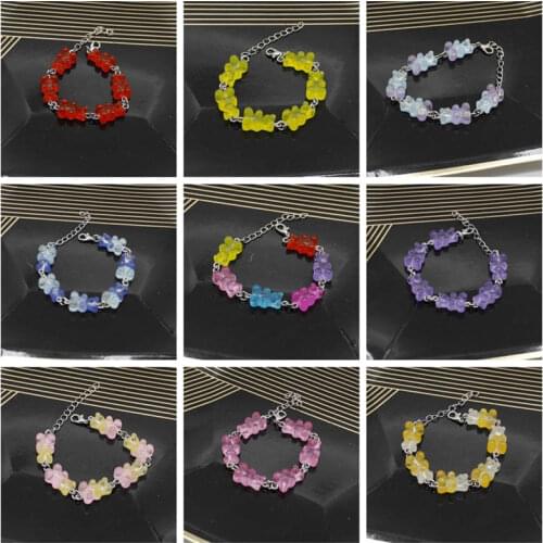 Candy-colored bear pendant bracelet, exquisite men and women daily party gift jewelry bracelet