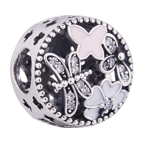 Genuine 925 Sterling Silver Bead Charm Vintage Openwork Springtime Beads Fit Women Pan Bracelet & Necklace DIY Jewelry