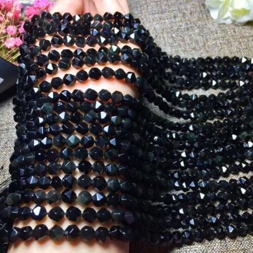 Loose beads obsidian/spinel/agate diamond shape faceted 6/8/10mm 14inch for DIY jewelry making FPPJ wholesale beads nature