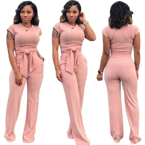 Women Leisure Sports Jumpsuit Suit Summer Short-Sleeved Jumpsuit Two-Piece Suit