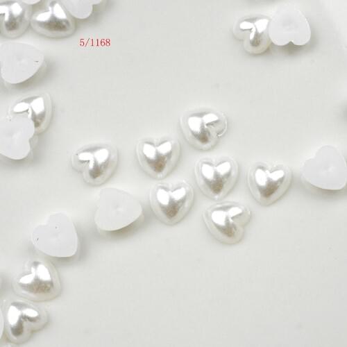 FLTMRH 100pcs 6mm AB half heart shape simulated Pearl Beads Nail Beauty Decals Manicure Phone Case Glue on Cabochondecoration