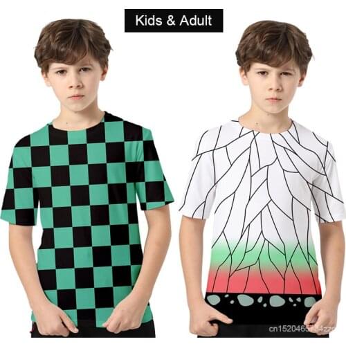 Kimetsu no Yaiba Demon Slayer Nezuko Zenitsu Shinobu Kochou Cosplay Costum Short Sleeves T-shirt Halloween Unisex for Adult Kids