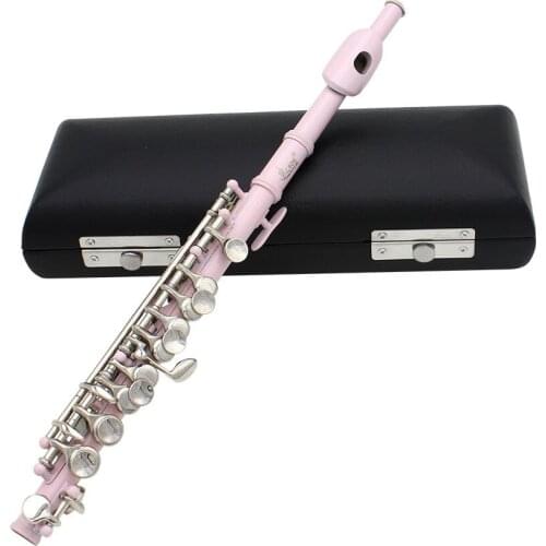 Good Quality Ottavino Beautiful Pink Plated Piccolo C Key Cupronickel with Cork Grease Cleaning Cloth Screwdriver Case