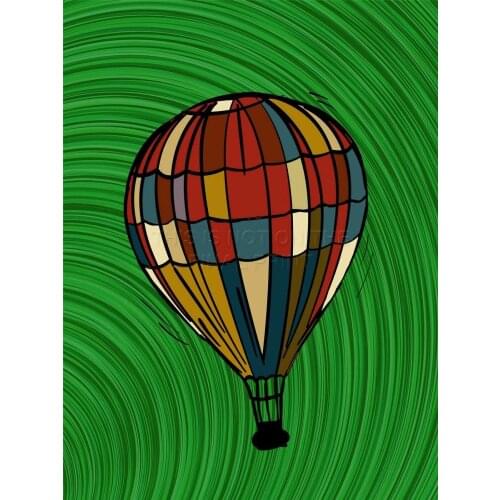 PAINTING HOT AIR BALLOON CHECKED DESIGN GREEN ABSTRACT SKY Art print Silk poster Home Wall Decor
