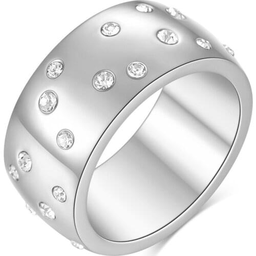 Fashion 10mm Starry Sky Zircon Titanium Steel Stainless Steel Ring Girlfriend Gift Men Women Couple Jewelry