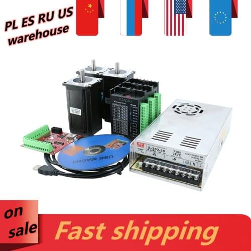 3 axis 2.5Nm stepper motor kit include 3 pcs engine + 3 pcs TB6600 / DM542 driver + 1 pcs power supply + 1 pcs mach3 controller