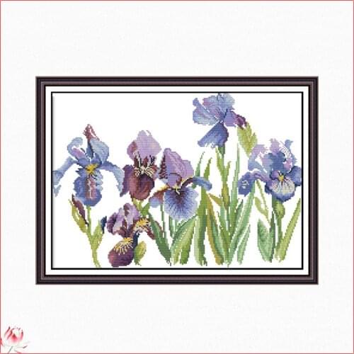 Beautiful Purple Flowers Chinese Cross Stitch Kits Ecological Cotton Stamped Printed 11CT DIY Easy to Use Home Decoration