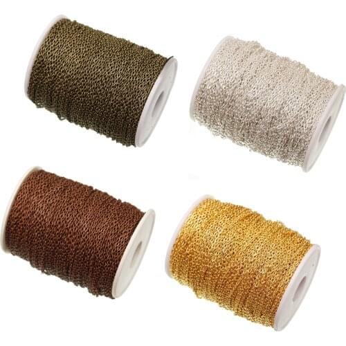 5m 4 Colors Iron Metal Jewelry Findings Chain Vintage Cable Open Link Chain For DIY Jewelry Making Accessories Components