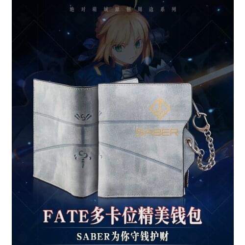 Anime Fate/stay night New fashion cos saber PU gray color man woman zipper short Wallet Leisure fashion saber gift Wallet